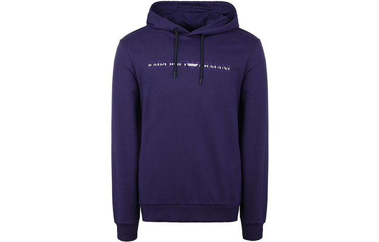 Emporio Armani Purple Logo Hoodie with Drawstring and Long Sleeves 3H1M87-1J07Z-0831