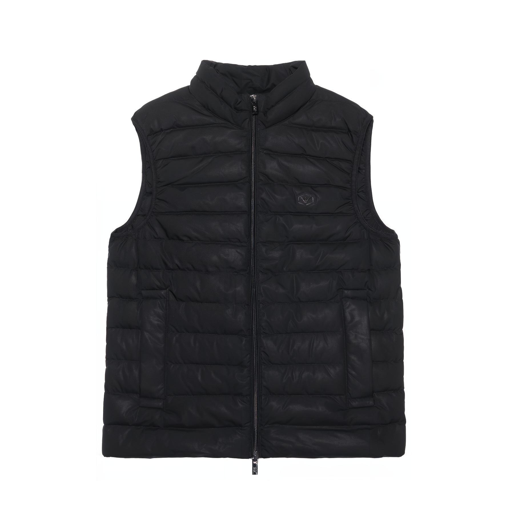 Emporio Armani Quilted Down Vest Solid Color Stand Collar Black 8N1BQ1-1NLRZ-0999