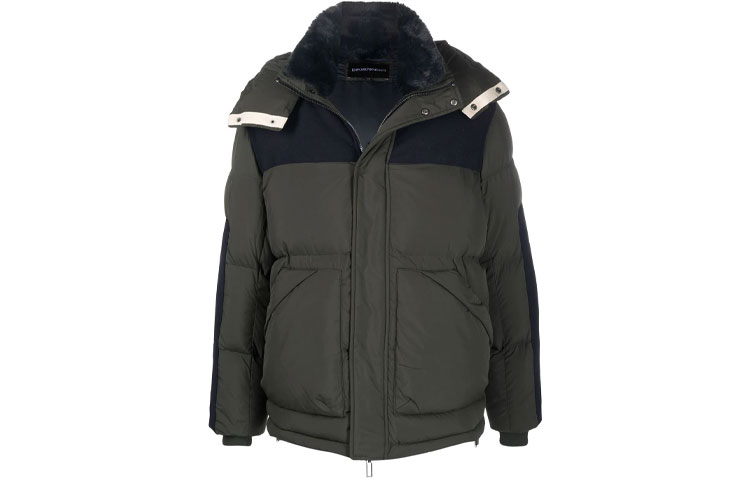 Emporio Armani Quilted Hooded Fitted Down Jacket Green 6K1B83-1NWXZ-0558