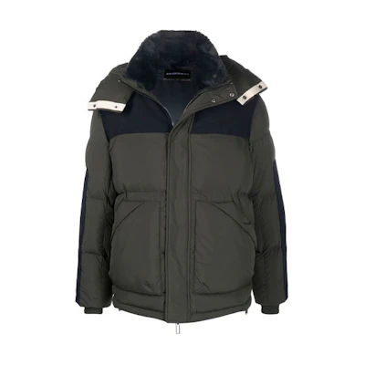 Emporio Armani Quilted Hooded Fitted Down Jacket Green 6K1B83-1NWXZ-0558