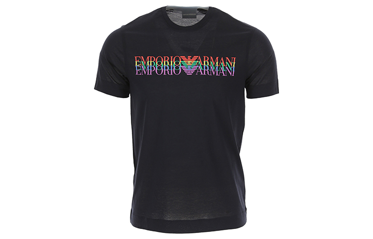 Emporio Armani Rainbow Logo Tee in Black 3G1TM6-1JQXZ-F067