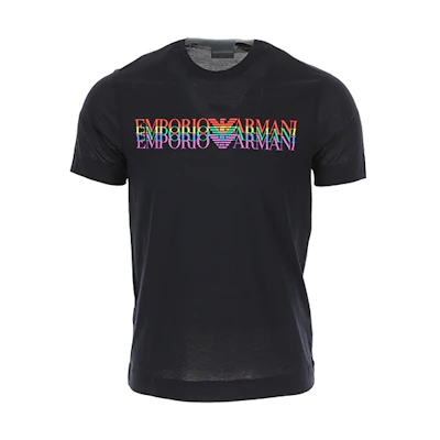 Emporio Armani Rainbow Logo Tee in Black 3G1TM6-1JQXZ-F067