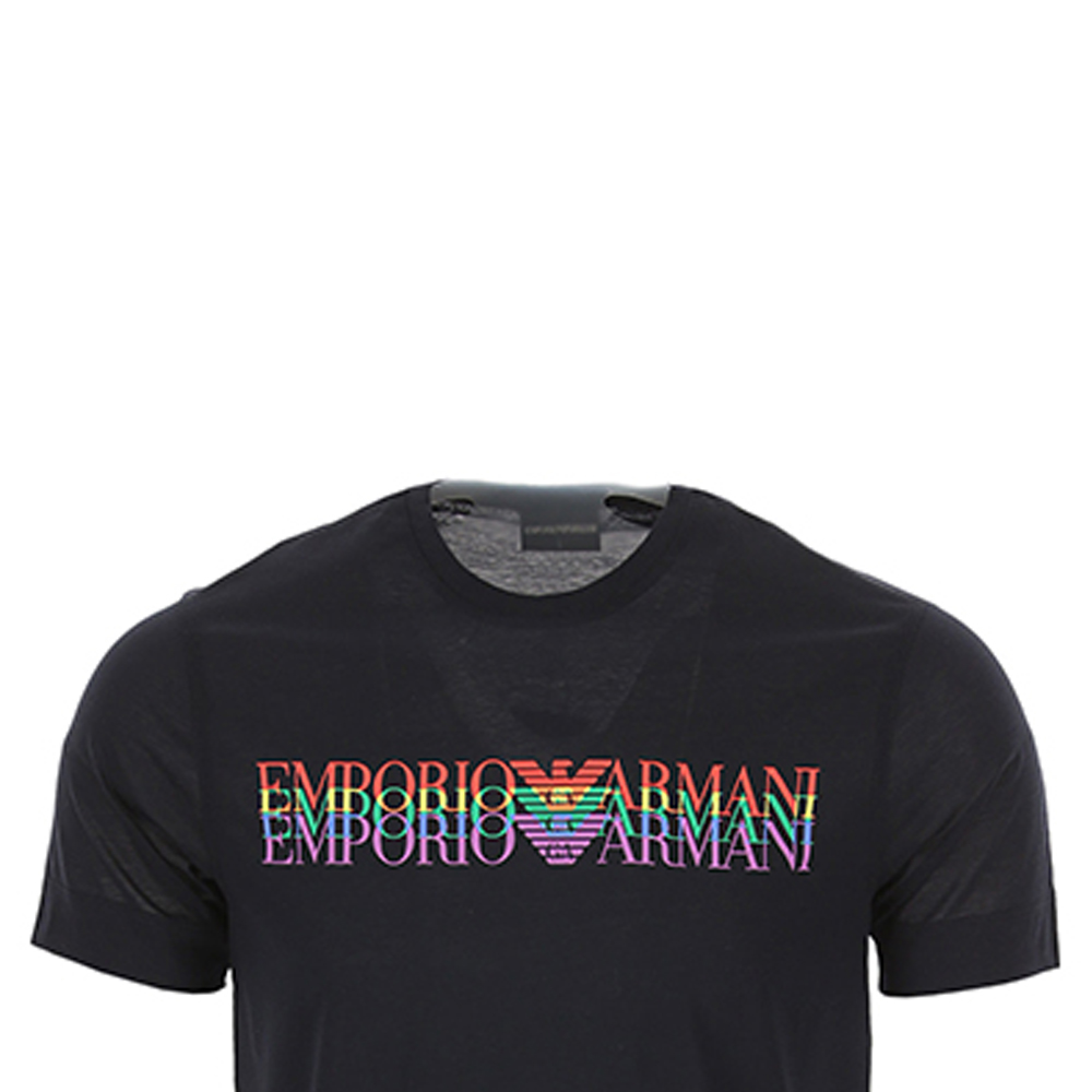 Sizing エンポリオアルマーニ レインボーロゴTシャツ ブラック 3G1TM6-1JQXZ-F067