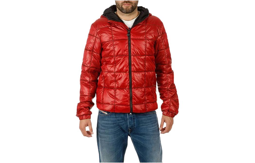 Emporio Armani Red Colorblock Zip-Up Hooded Down Jacket 271246-5A370-00173
