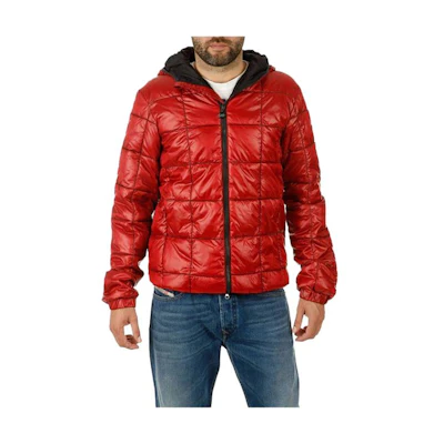Emporio Armani Red Colorblock Zip-Up Hooded Down Jacket 271246-5A370-00173