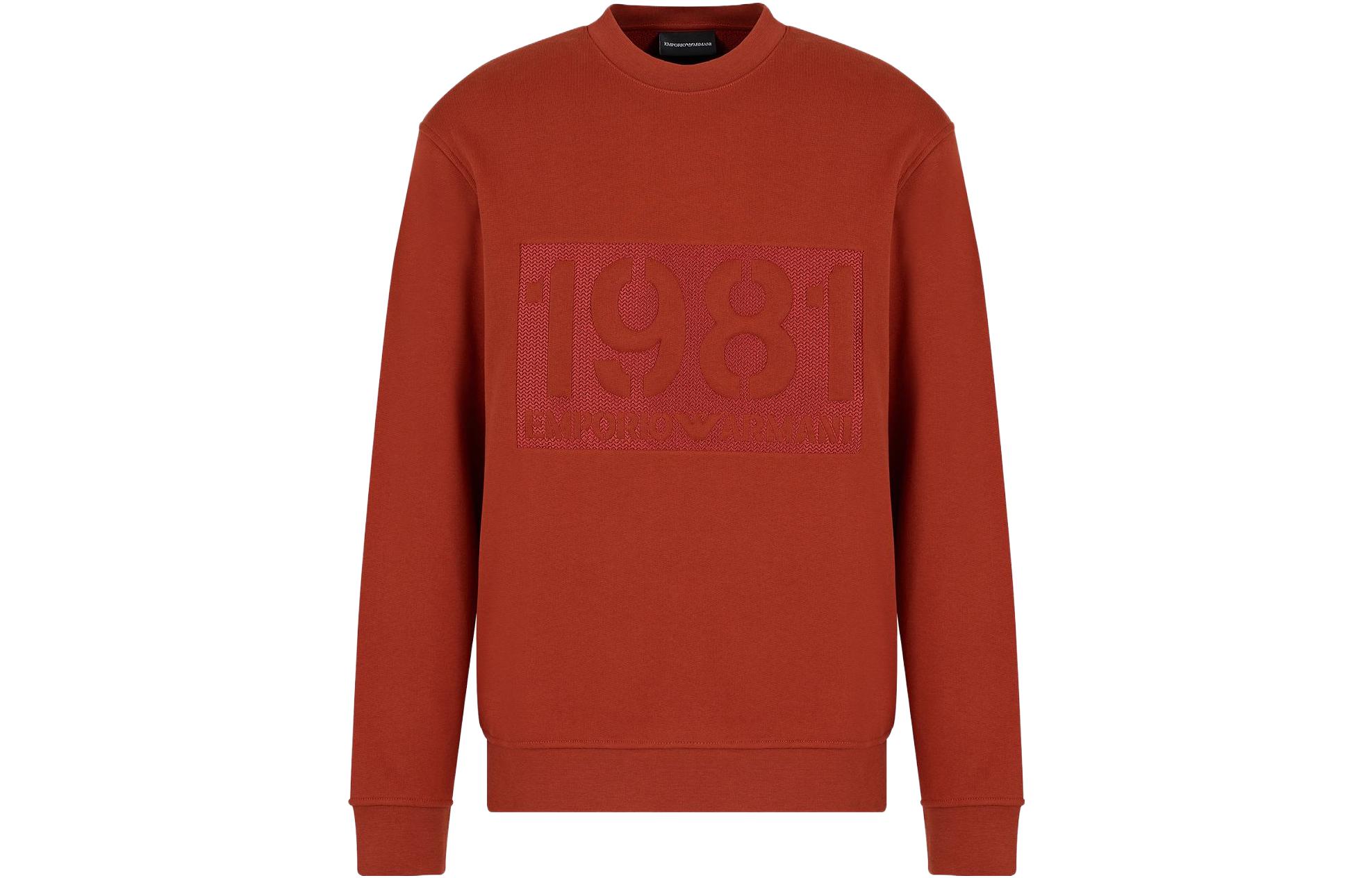 Emporio Armani Red Crewneck Digital Graphic Long Sleeve Sweatshirt for Men 6R1MG5-1JWPZ-0487