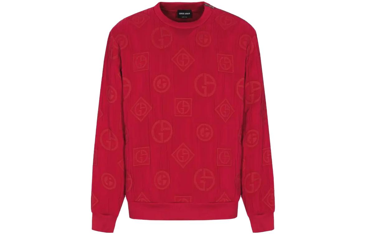 Emporio Armani Red Crewneck Long Sweatshirt SS23 Logo Design 3LSM77-SJWXZ-U5SU