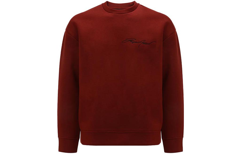 Emporio Armani Red Crewneck Sweatshirt with Embroidered Logo 6K1M71-1JUWZ-0358
