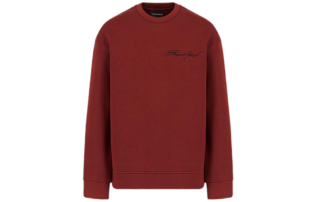Emporio Armani Red Crewneck Sweatshirt with Embroidered Logo 6K1M711JUWZ10358