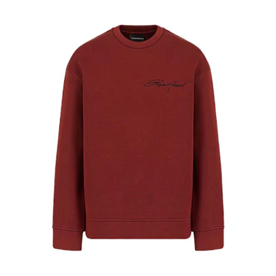 Emporio Armani Red Crewneck Sweatshirt with Embroidered Logo 6K1M711JUWZ10358