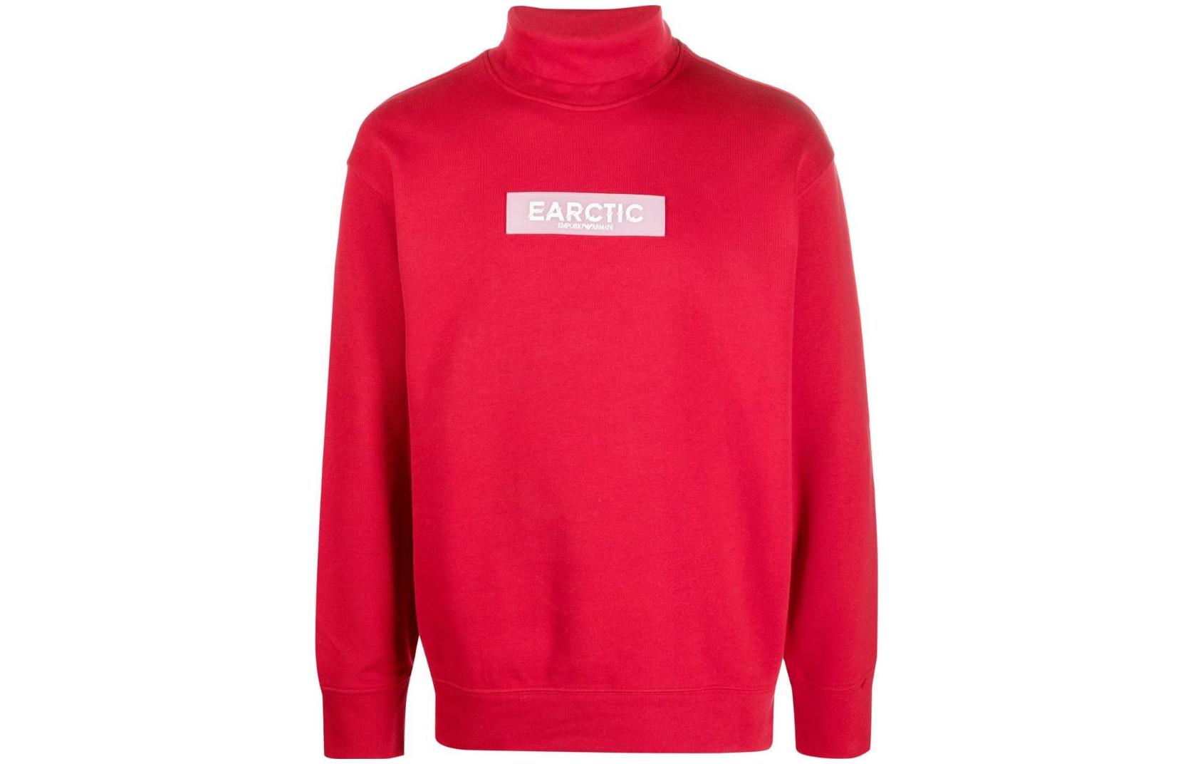 Emporio Armani Red High-Neck Print Sweatshirt - Fall/Winter Sustainable Series 6L1M8E-1JSFZ-0336