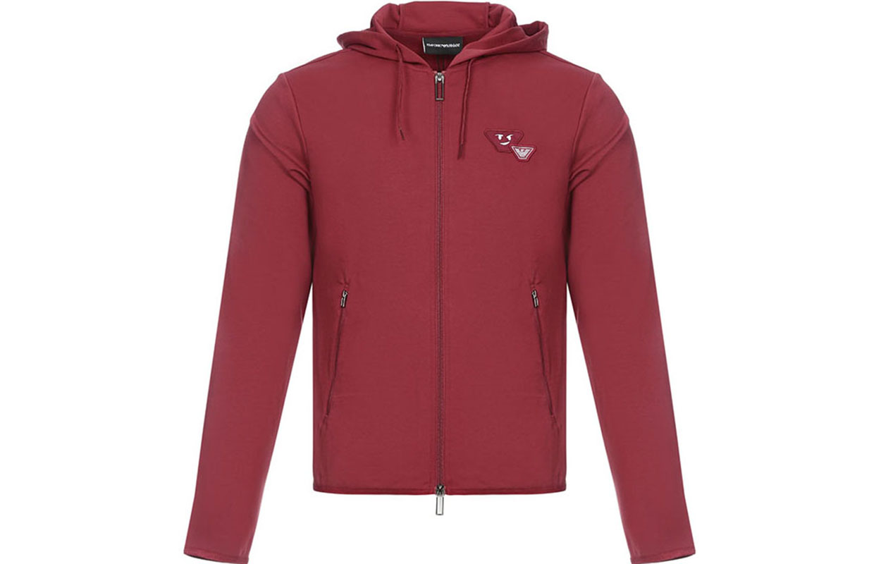 Emporio Armani Red Hooded Jacket Sweatshirt 3Z1BN2-1JBTZ-0326