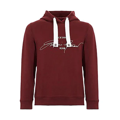 Emporio Armani Red Hoodie with Handwritten Letter Print and Drawstring 3G1ML1-1JHUZ-F332