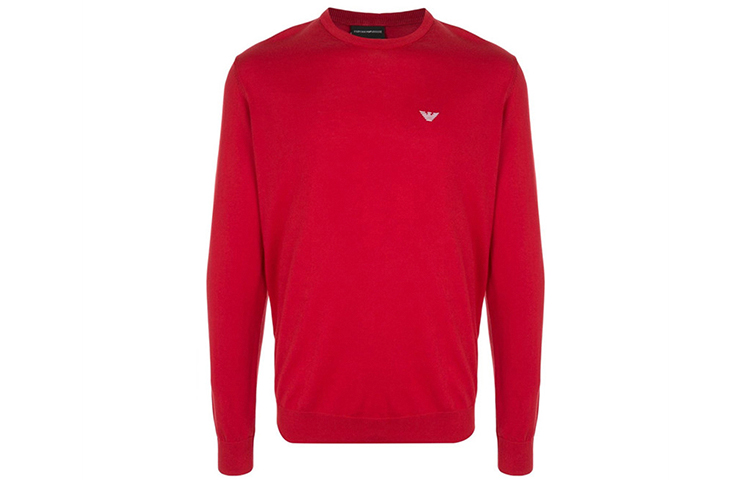Emporio Armani Red Logo Print Crewneck Knit Sweatshirt SS22 3H1MYH-1MD0Z-0361