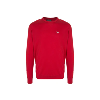 Emporio Armani Red Logo Print Crewneck Knit Sweatshirt SS22 3H1MYH-1MD0Z-0361
