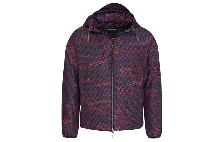 Emporio Armani Red Patterned Zip Hoodie Jacket 6H1BN6-1NLNZ-F944