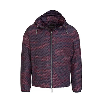 Emporio Armani Red Patterned Zip Hoodie Jacket 6H1BN6-1NLNZ-F944