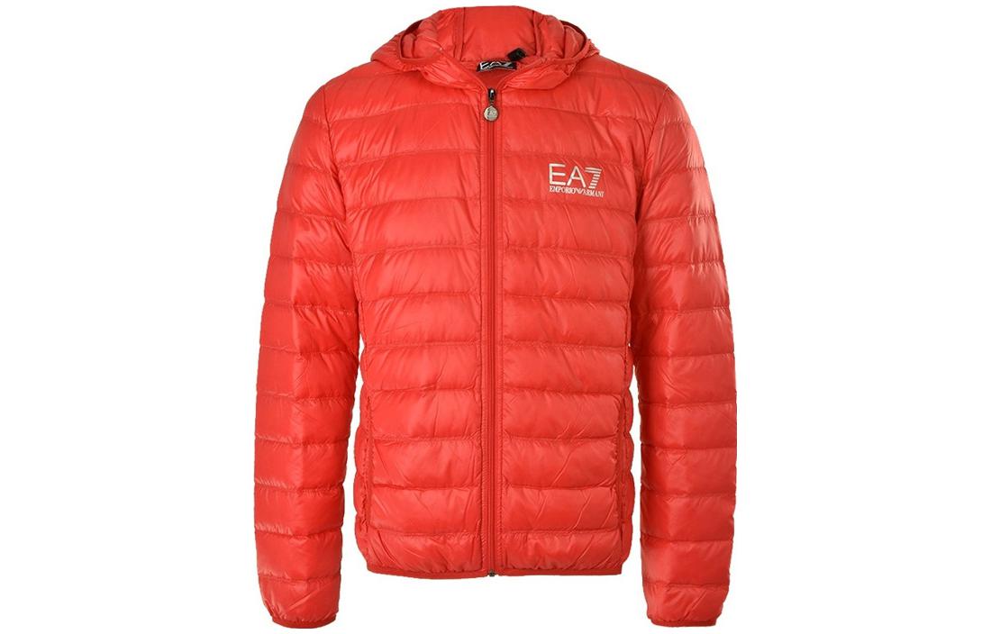 Emporio Armani Red Quilted Down Jacket with Logo Print for Men 8NPB02-N29Z-1451