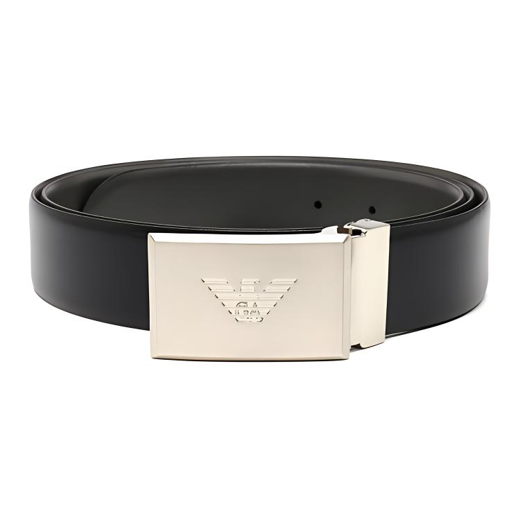 EMPORIO ARMANI Reversible Eagle Calfskin Belt Black 3.5CM Wide Y4S224YLQ7E-81972