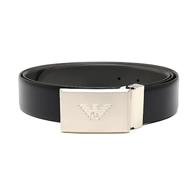 EMPORIO ARMANI Reversible Eagle Calfskin Belt Black 3.5CM Wide Y4S224YLQ7E-81972