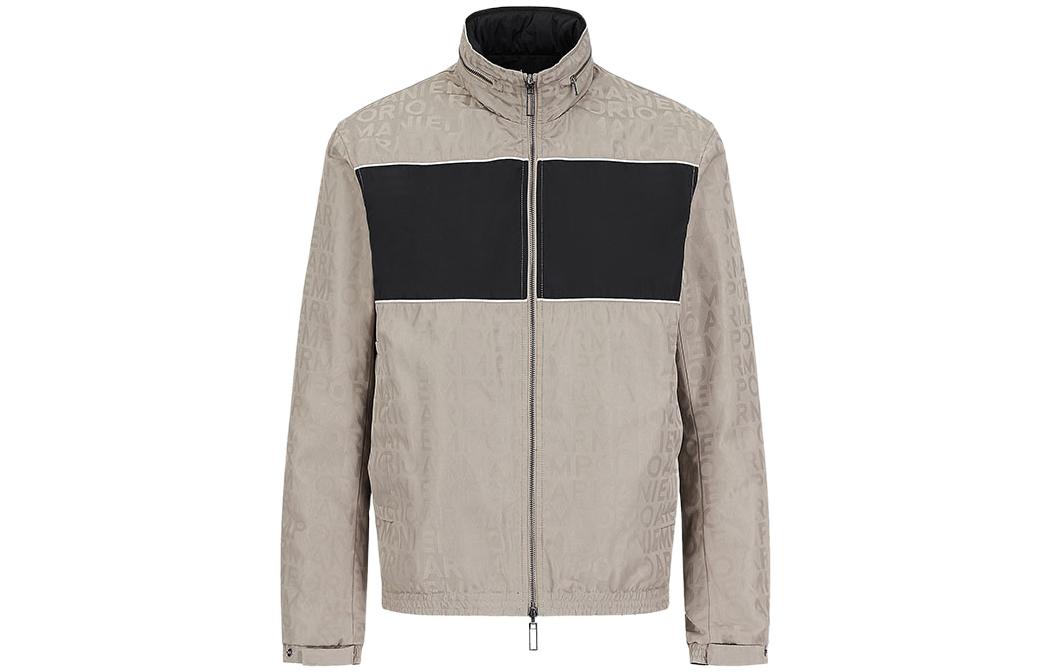 Emporio Armani Reversible Logo Jacquard Zip-Up Jacket Grey 6K1BP9-1NWEZ1-0145