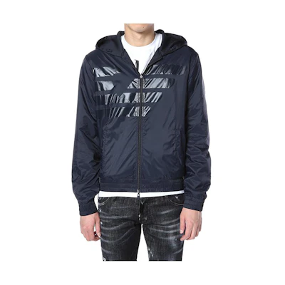 Emporio Armani Reversible Logo Print Hooded Zip Jacket - Blue 6Y6M59-6JEAZ-1579