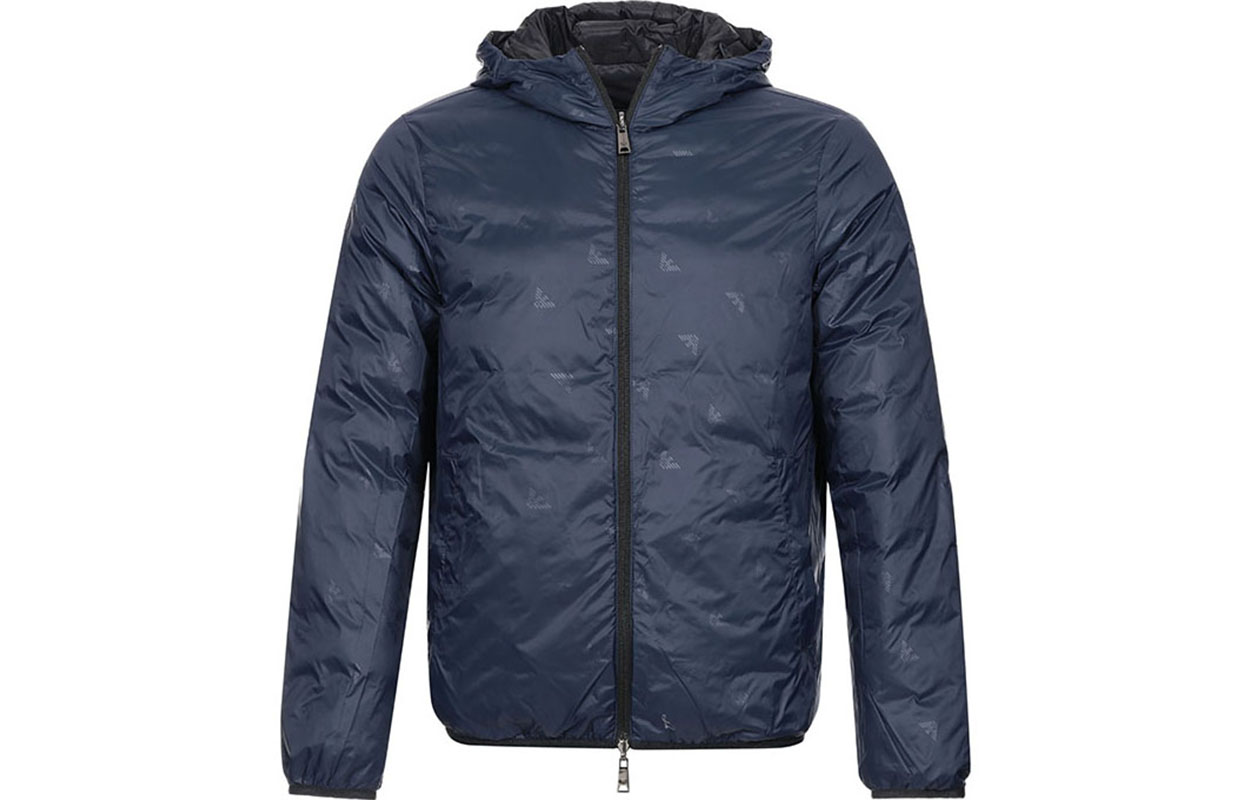 Shop EMPORIO ARMANI Chaqueta Acolchada Reversible de Nylon Negro/Azul 8N1B51-1NJMZ-0999