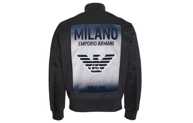 Emporio Armani Satin Jacket with Large Back Logo - Black 6H1BE5-1NKQZ-0999