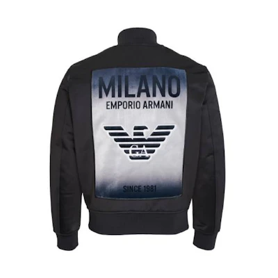 Emporio Armani Satin Jacket with Large Back Logo - Black 6H1BE5-1NKQZ-0999