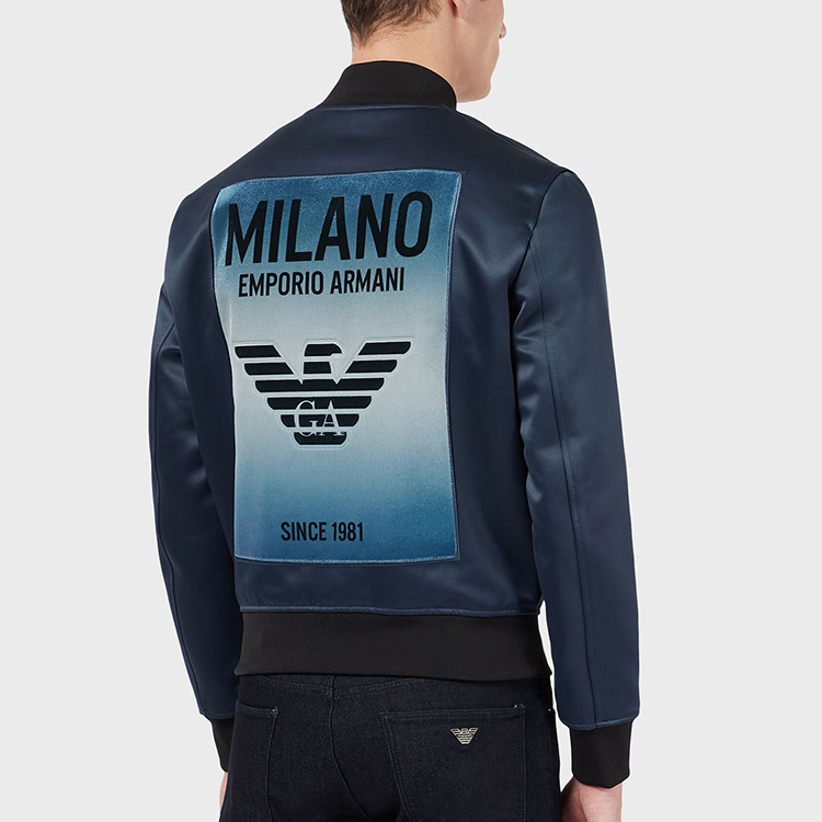 Emporio Armani Satin Logo Jacket for Men in Blue 6H1BE5-1NKQZ-0980 圖 5