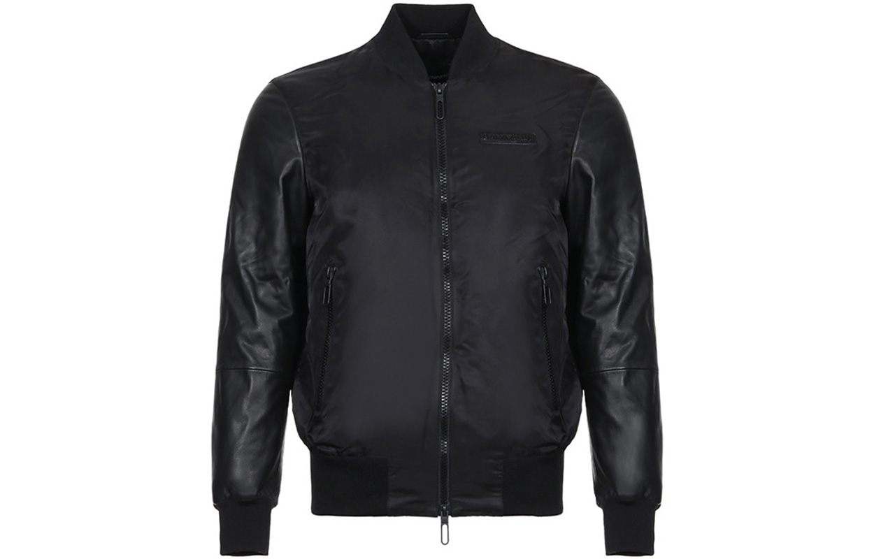 Emporio Armani Sheepskin Leather Aviator Jacket Black 41B51P-41P51-999