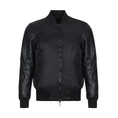 Emporio Armani Sheepskin Leather Aviator Jacket Black 41B51P-41P51-999