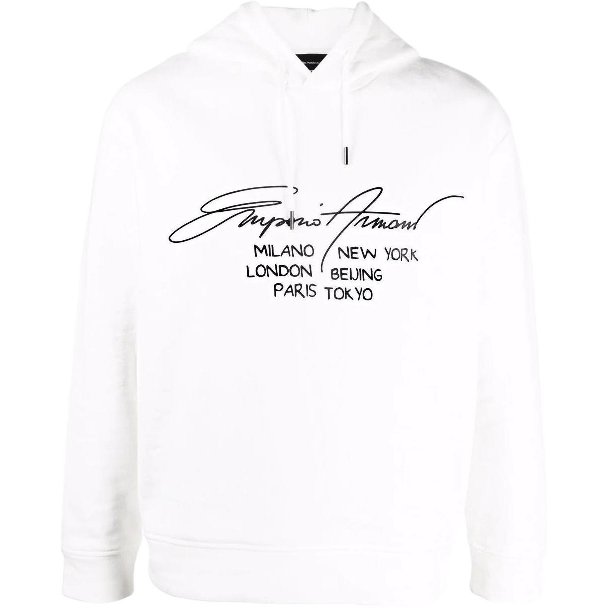 Emporio Armani Signature Print Hoodie White 6K1M921JQKZ-0120