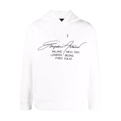 Emporio Armani Signature Print Hoodie White 6K1M921JQKZ-0120