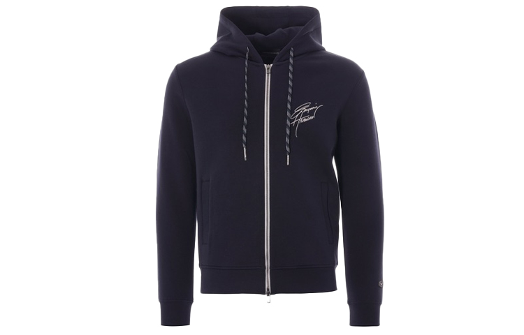 Emporio Armani Signature Printed Hooded Jacket in Navy Blue 3H1MN4-1JHSZ-G901