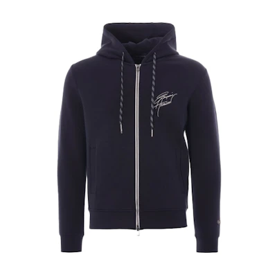 Emporio Armani Signature Printed Hooded Jacket in Navy Blue 3H1MN4-1JHSZ-G901