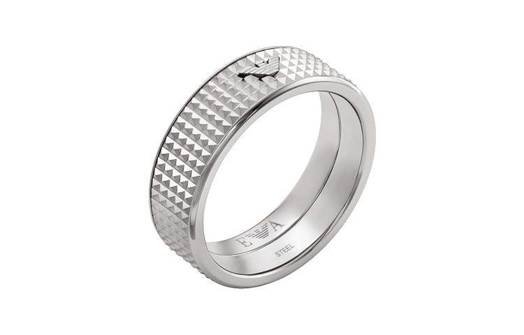 Emporio Armani Silver Stainless Steel Ring with Logo Design EGS2988040