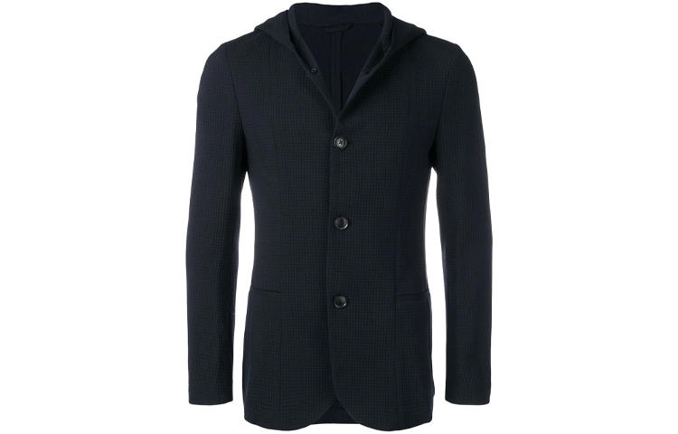 Emporio Armani Single-Breasted Hooded Blazer Jacket - Blue 3G1GN-61NFC-Z920