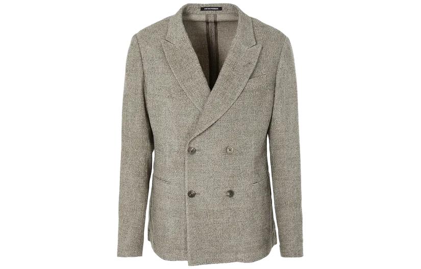 Emporio Armani Slim Double-Breasted Blazer Jacket Gray H41G46-E1424-1606