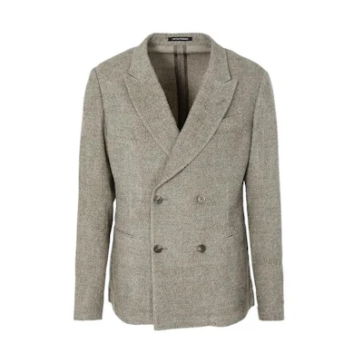 Emporio Armani Slim Double-Breasted Blazer Jacket Gray H41G46-E1424-1606