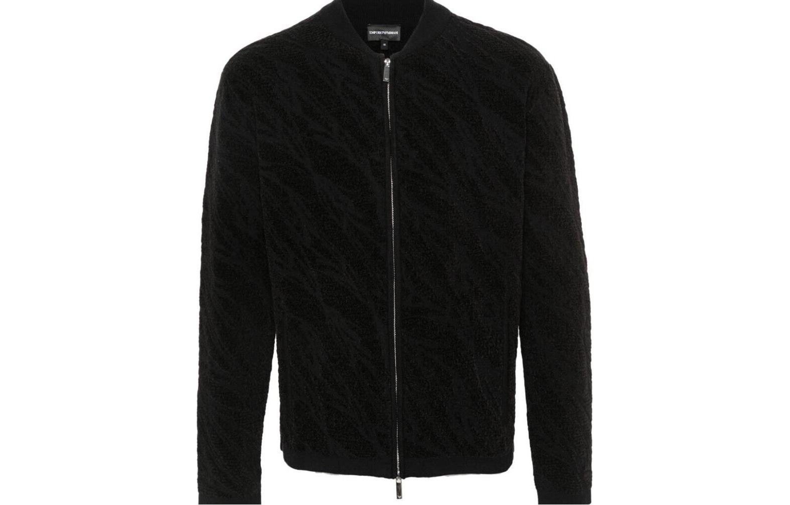 Emporio Armani Slim Fit Black Bomber Jacket for Men with Zip-Up Design 3D1BV1-1M03Z-0999