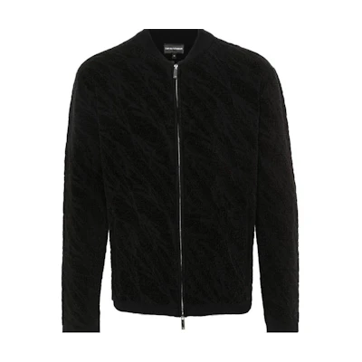 Emporio Armani Slim Fit Black Bomber Jacket for Men with Zip-Up Design 3D1BV1-1M03Z-0999