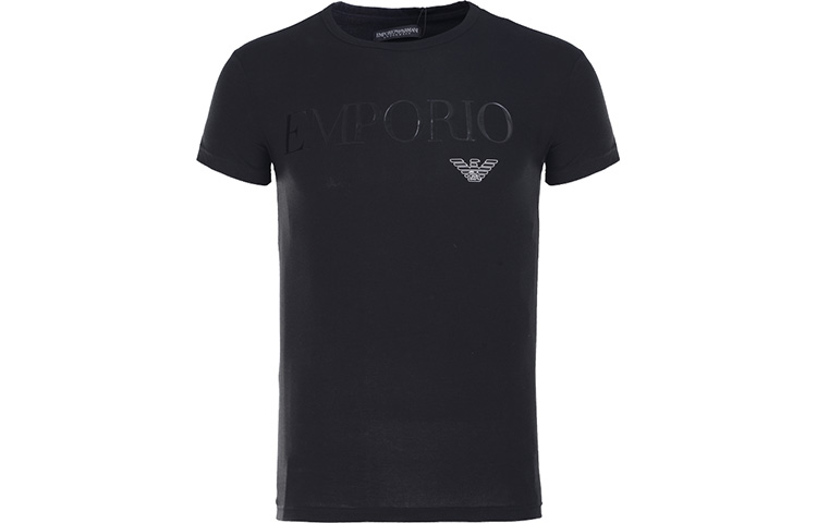 Order エンポリオアルマーニ スリムフィット ブラック クルーネック Tシャツ 111035-CC716-00020