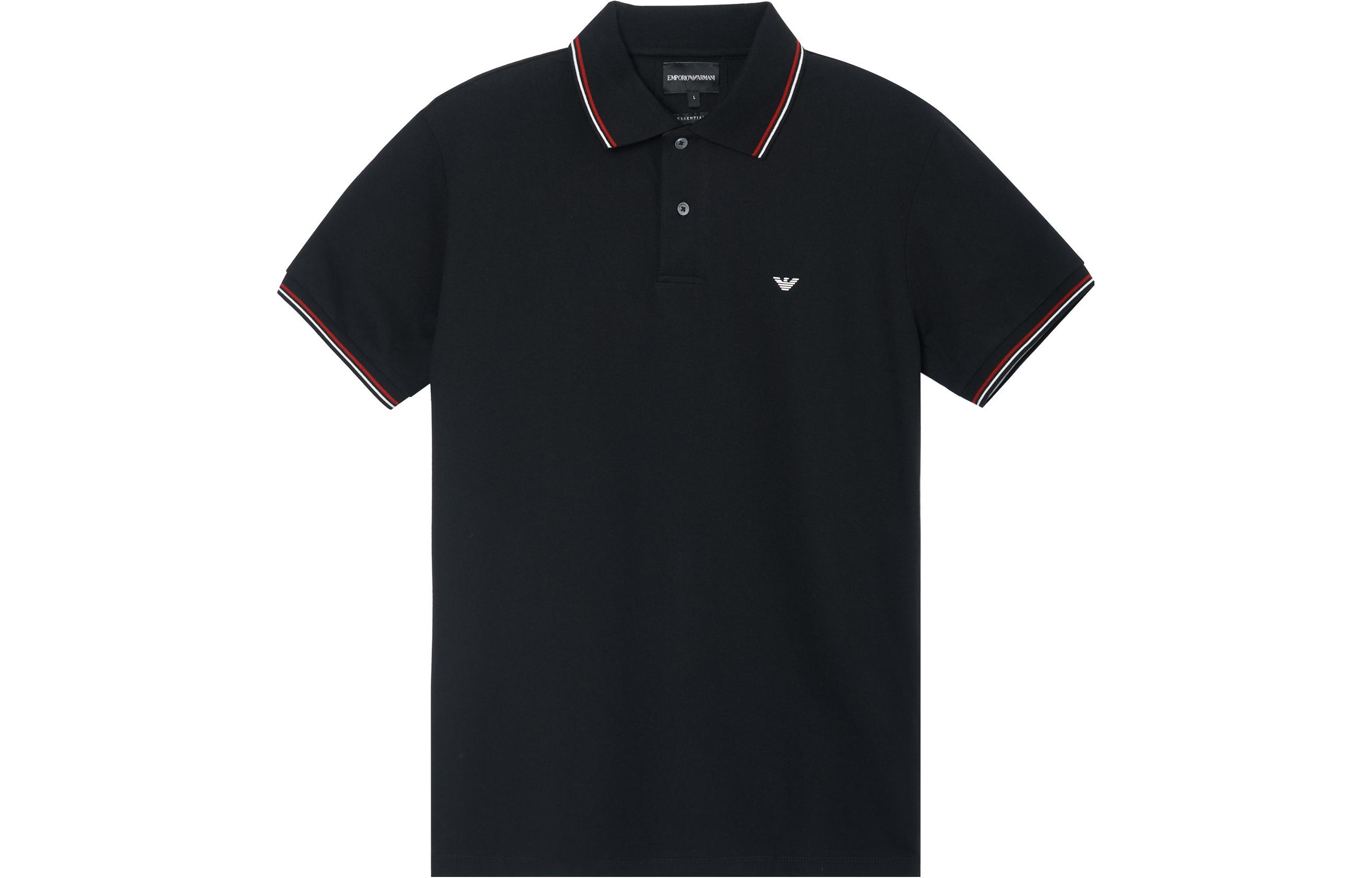 Emporio Armani Slim Fit Black Polo Shirt with Eagle Logo. 8N1FB4-1JPTZ-0999