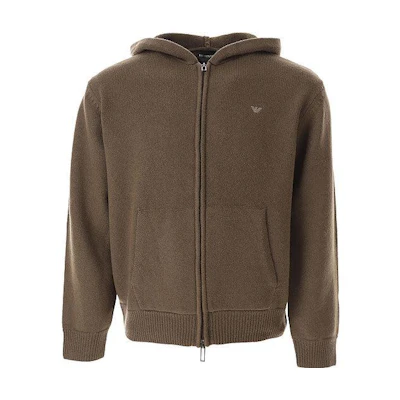 Emporio Armani Slim Fit Brown Zip-Up Hoodie Jacket 6R1MX6-1MNAZ-0440