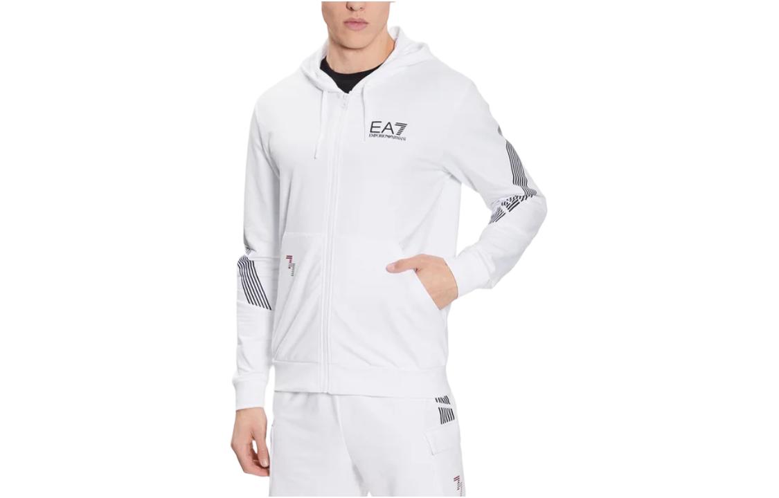 Emporio Armani Slim Fit Logo Hoodie Jacket - White 3RPM07-PJLIZ-1100