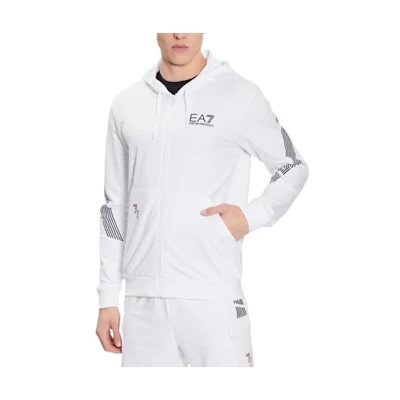 Emporio Armani Slim Fit Logo Hoodie Jacket - White 3RPM07-PJLIZ-1100