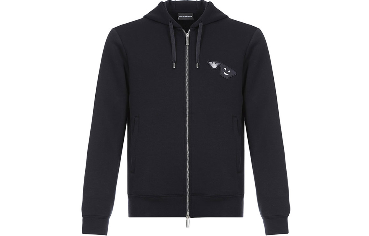 Emporio Armani Smile Logo Zip Hoodie Jacket in Midnight Blue 6Z1BS2-1JTYZ-0920