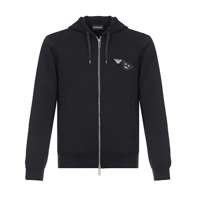 Emporio Armani Smile Logo Zip Hoodie Jacket in Midnight Blue 6Z1BS2-1JTYZ-0920