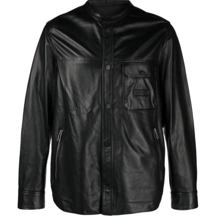 Emporio Armani Solid Black Long-Sleeve Button-Up Jacket H41C73-E1P73-999